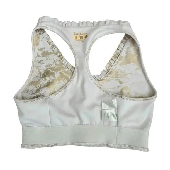 Lilly Pulitzer Lindsay Luxletic Sports Bra Gold Foil SZ S #1985 - Picture 7 of 14